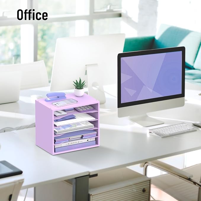 SHARKWOODS 5-Tier Wood Desk Organizer, Paper Tray Organizer - Image 8