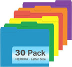 File Folder, HERKKA 30 Pack 1/3 Cut Tab File Folders, Colored File Folders by HERKKA