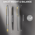 Nicpro Fountain Pen Set with Box, Classic Silver-Gold Fancy Pen with Converter - Image 5