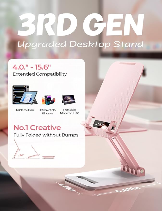 LISEN Pink Desk Accessories for iPad Office Supplies Desk Decor for Women - Image 2