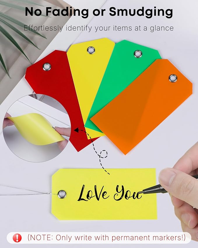 Uniclife 200 Pcs Plastic Tags for Labeling 4 Colors, 4.7"x 2.36" Plastic - Image 5