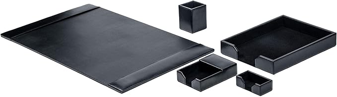 DACASSO Black Bonded Leather 5-Piece Desk Set - Image 2