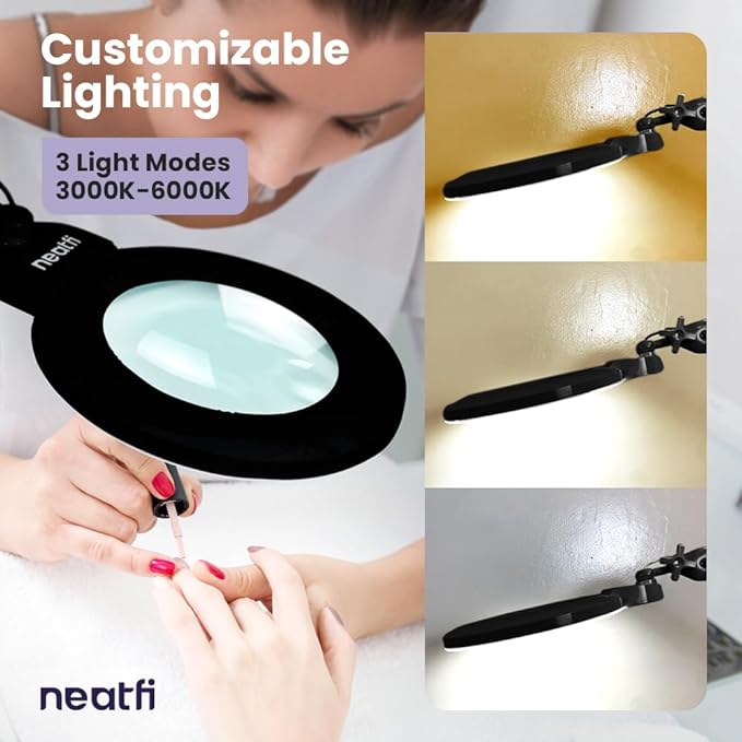 Neatfi XL Bifocal LED Magnifying Lamp, 7-Inch Acrylic Lens, 5D/20D Magnification - Image 3