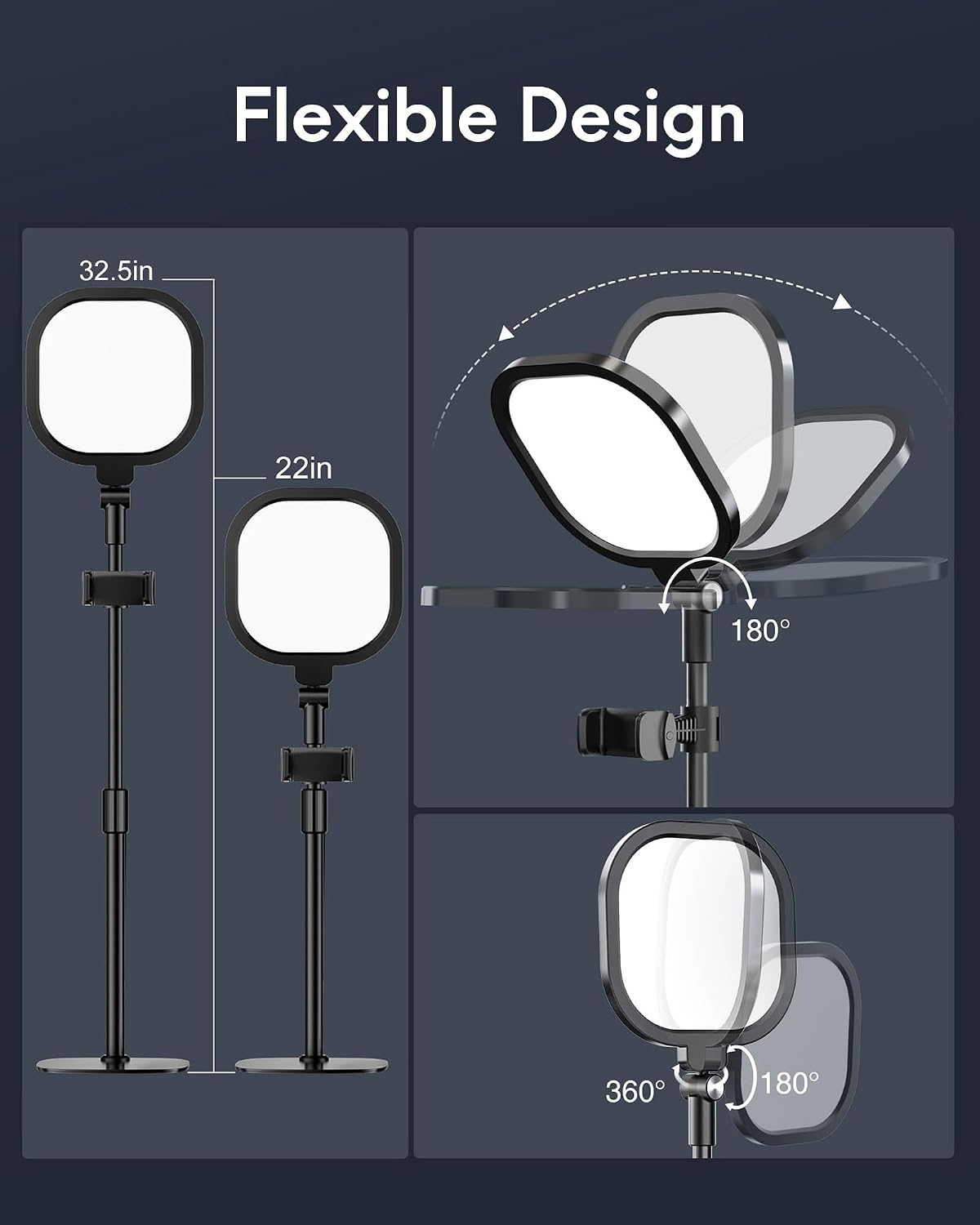Zoom Lighting for Computer, Adjustable Desk Ring Light for Video Calls