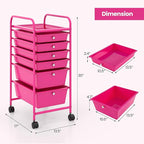 Giantex 6 Storage Drawer Cart Rolling Organizer Cart - Image 3