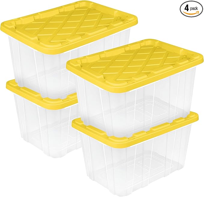 Sterilite 4-Pack Industrial Storage Box, Plastic Container Bins w/Lids by Sterilite