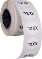 Clothing Size Stickers by Kenco - 0.875" Adhesive Apparel Circle Size Stickers - 2,500 Stickers Total (XXXL)