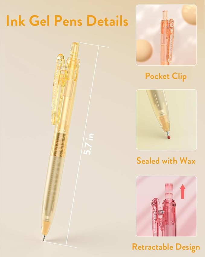 Four Candies 6Pack 0.5mm Black Ink Quick Dry Retractable Gel Pen Set, Cute - Image 6