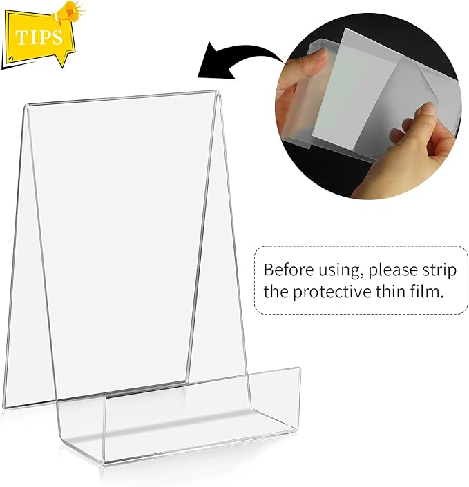 ZOEY Acrylic Book Stand with Ledge Clear Display Easels Plate - Image 4