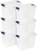 Sterilite 6-Pack 27 Quart ClearView Latch Box, Stackable Organizer Bins