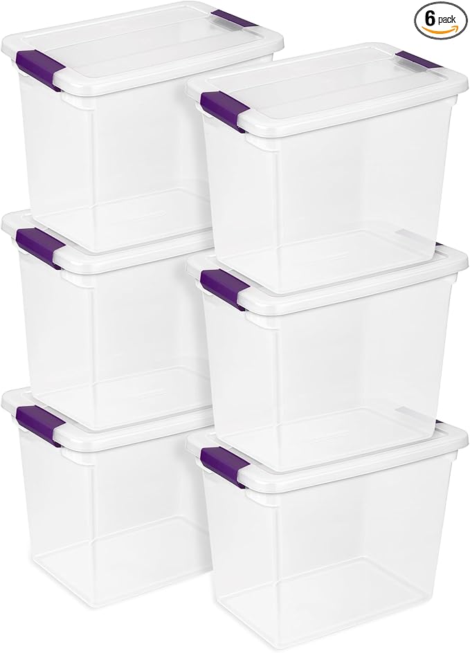 Sterilite 6-Pack 27 Quart ClearView Latch Box, Stackable Organizer Bins by Sterilite
