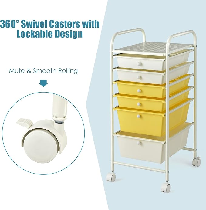 Giantex 6 Storage Drawer Cart Rolling Organizer Cart - Image 5