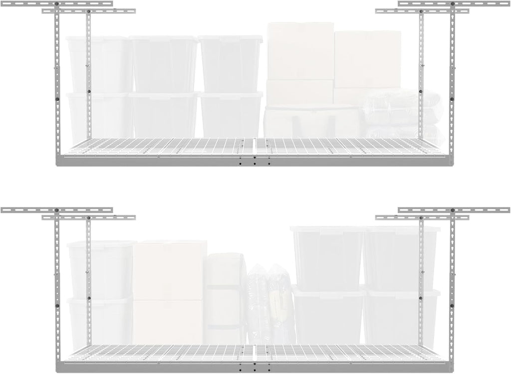 monsterrax 2-pack 4x8 overhead garage storage rack, white, main product view