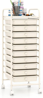 Giantex 10-Drawer Storage Cart w/Universal Wheel, Rolling Cart w/Handle by Giantex