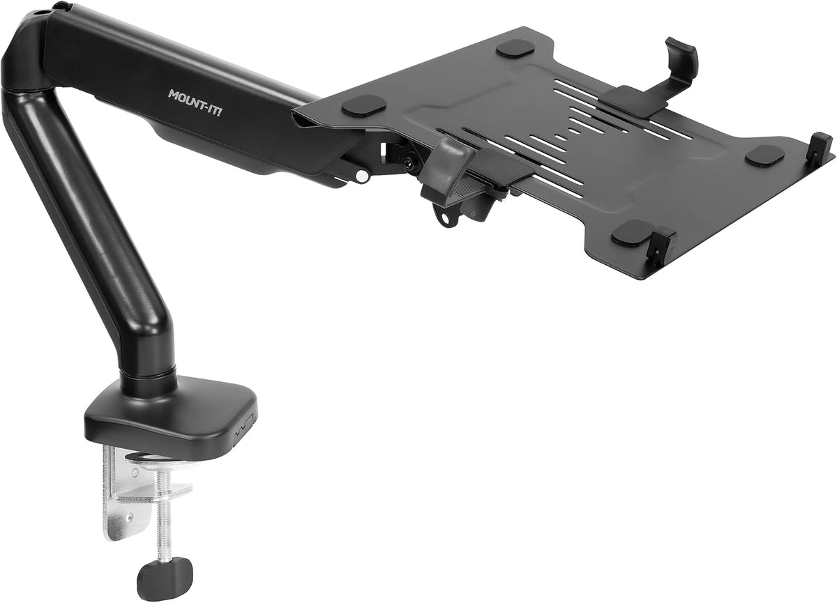 Mount-It! Laptop Arm Mount for Desk, Gas Spring, Clamp or Grommet, 17 Inch