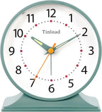 Tinload 4.5" Antique Retro Analog Alarm Clock, Small Silent Bedside Desk Clock by Tinload