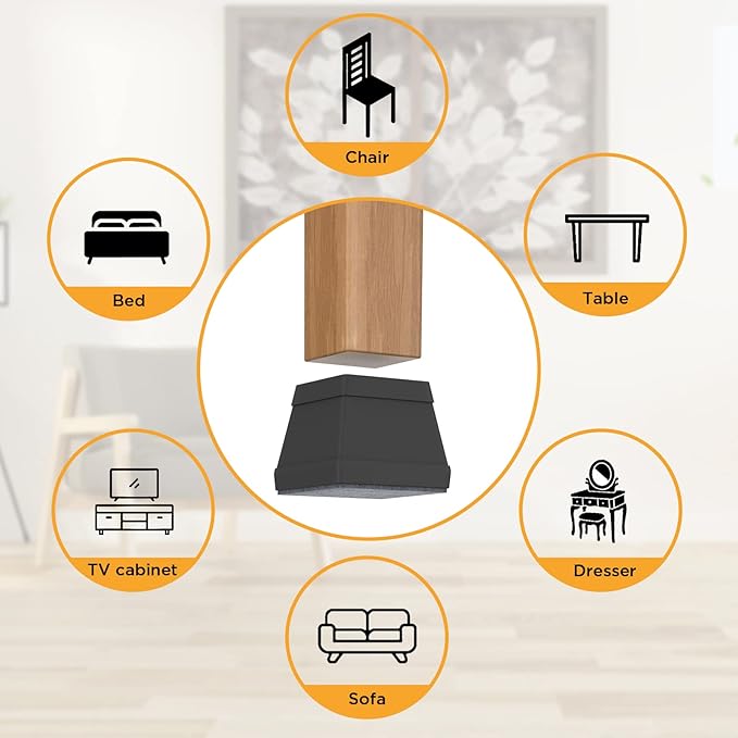 16 PCS Square Chair Leg Floor Protector, Silicone Chair Leg Cover, Furniture - Image 6