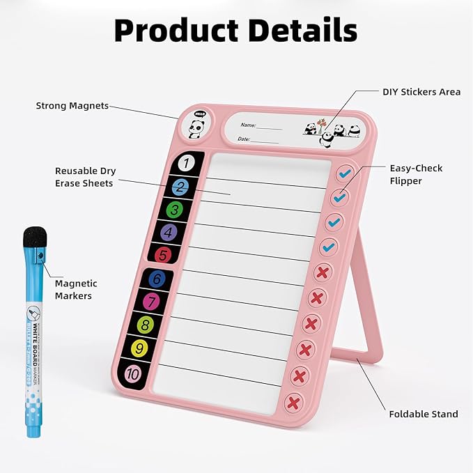 2-Pack Magnetic Chore Chart for Kids, ADHD Task Tracker Easy-Check Routine Dry - Image 3