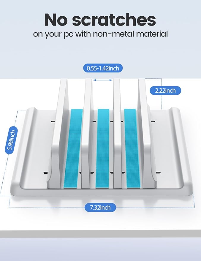 Vaydeer 3-Slot Vertical Laptop Stand Made of Premium ABS Plastics 5 in 1 Design - Image 4