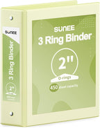 SUNEE 3 Ring Binder 2 Inch 1 Pack, Light Yellow by SUNEE