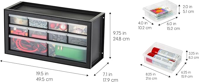 IRIS USA Small Plastic Storage Drawers, 10-Drawer - Image 4
