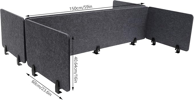 ReFocus Raw Clamp-On Acoustic Desk Divider Mounted Privacy Panel Set – Reduce - Image 2