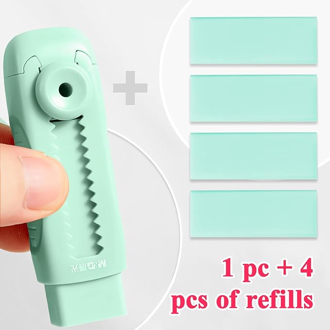 M&G 4+1 Pack Rubber Erasers Sliding Retractable Eraser, Soft Cute Erasers Push - Image 3