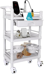 Mobile Medical Trolley Cart Portable 3-Tier Professional Cart 220 Lbs Load by Enocreay