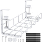 15.7” Under Desk Cable Management Tray, No Drill Steel Cable Tray Organizers by REFLYING