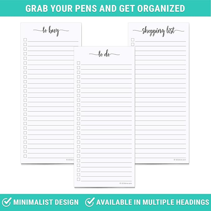 321Done 2-Pack Slim Shopping List Notepad, Made in USA - Image 5