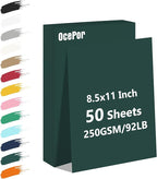 OcePor 50 Sheets Dark Green Cardstock Paper, Colored Printer Paper 8.5 x 11 by OcePor