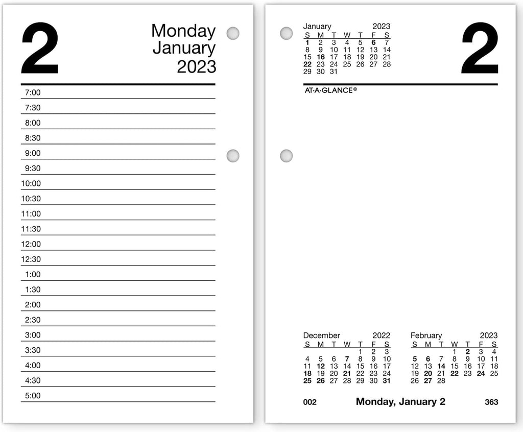 AT-A-GLANCE 2023 Daily Desk Calendar Refill, 3-1/2" x 6", Loose Leaf, Monthly Tabs (E717T50)
