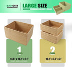 3-Piece Large Bamboo Storage Box Set, 7.1 in High Stackable Deep-Drawer - Image 2