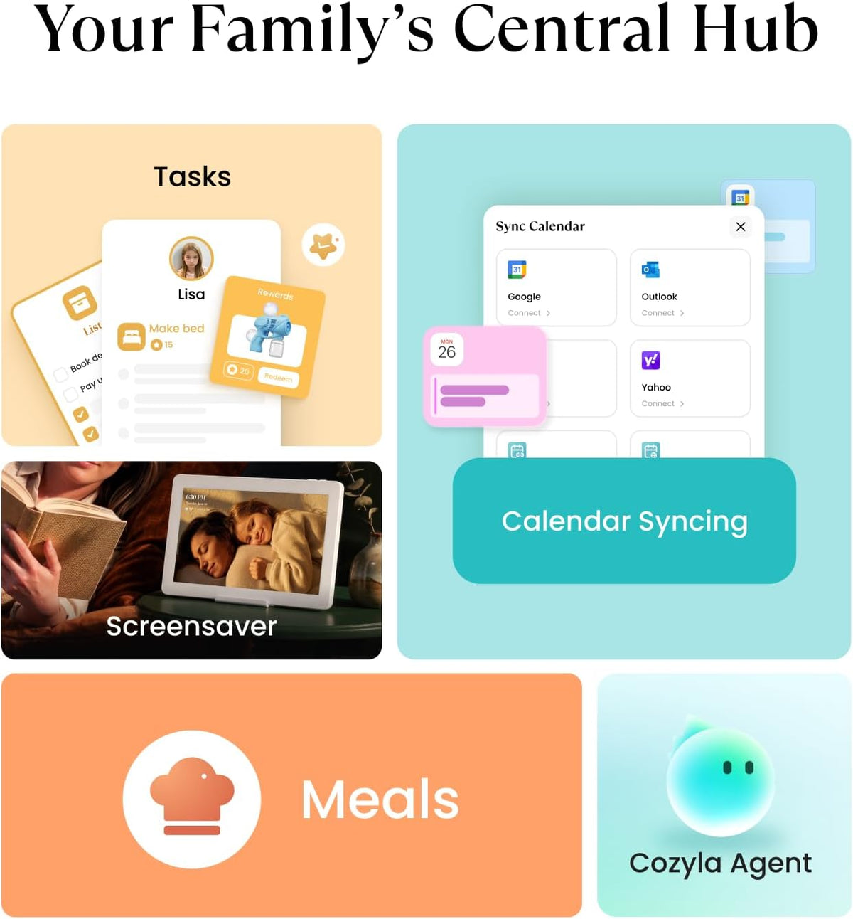Cozyla Calendar Neo-15.6" Smart Digital Calendar Wall Touch Screen ＆ Desk
