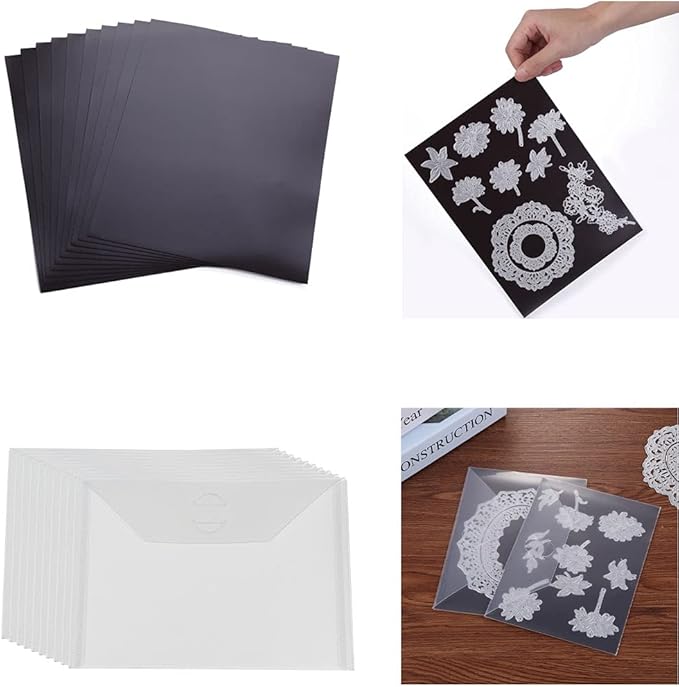 10 Pack Sturdy Clear Plastic Envelope Storage Pockets & 10Pack Rubber Soft by Briartw
