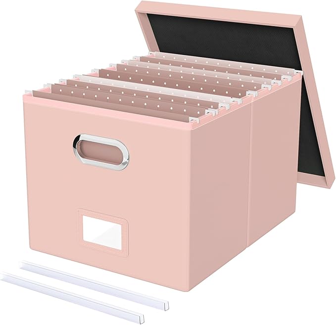 Oterri File Organizer Box with Lid, Portable Hanging File Box by Oterri