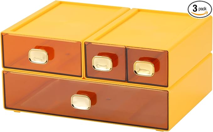 OSteed Spacious Desktop Storage Box, 1 Large 1 Middle & 2 Small Storage Drawers by OSteedWares
