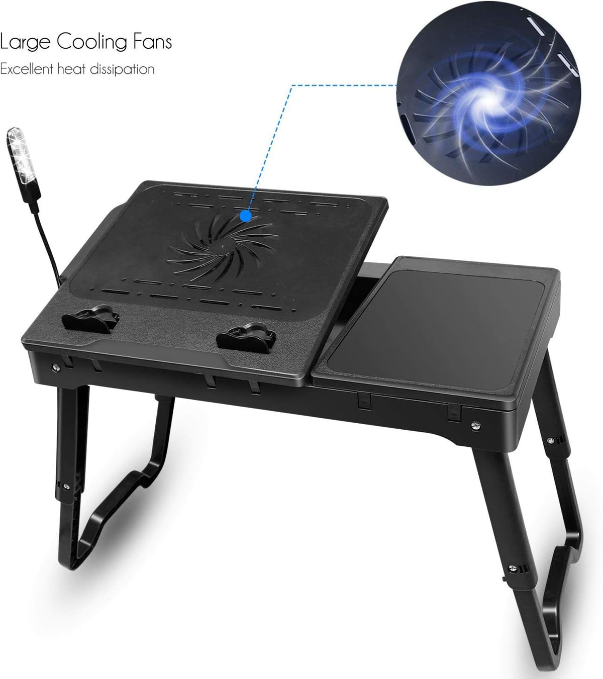 Moclever Laptop Bed Stand – Adjustable Laptop Table with Cooling Fan, Foldabl...