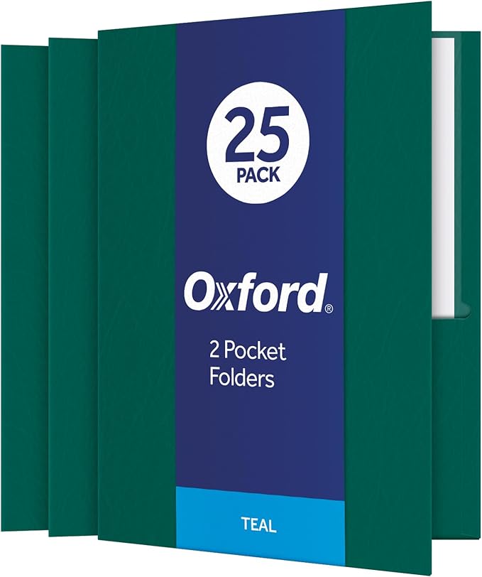 Oxford Twin-Pocket Folders, Textured Paper, Letter Size, Holds 100 Sheets by Oxford