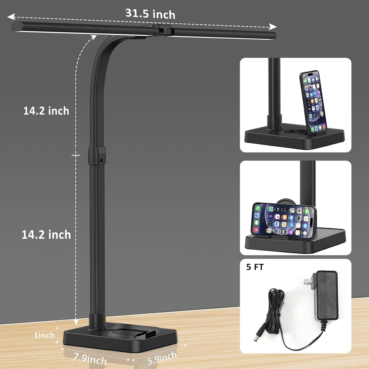 gaefury led desk lamp for home office, 24w, package contents
