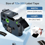 Labelife 24mm Black Label Tape TZe-355 Compatible - Image 3