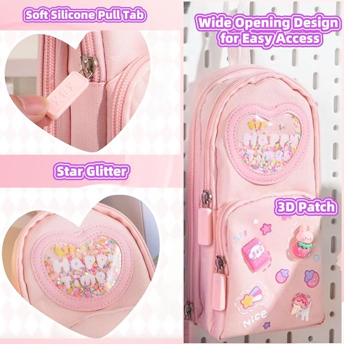 Fiaoudm Large Capacity Kawaii Pink Pencil Case & Pencil Pouch – Cute - Image 5