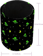 Leather Pen Holder for Desk Green Alien Moon Pencil Cup Desktop Organizer - Image 3