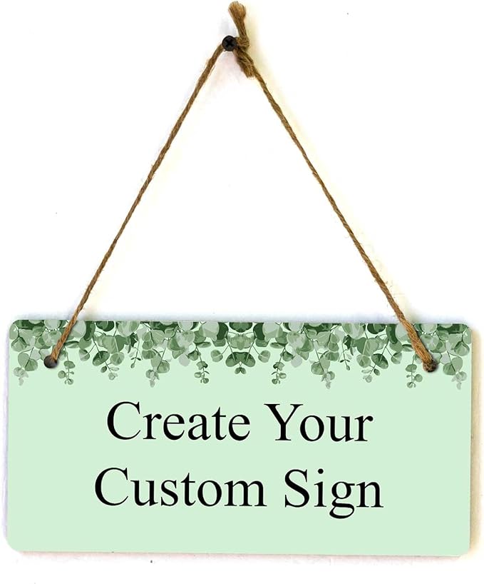 Signs ByLITA Eucalyptus Greenery Personalized Hanging Wall or Door Sign | by SignsByLITA