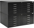 AdirOffice Flat File Cabinet - Heavy Duty 10-Drawer Blueprint Sheets Storage, 35" x 46" Great for Documents Sized 30” x 42”, Ideal for Artists, Art Files, Engineers, Architects, Offices - Black