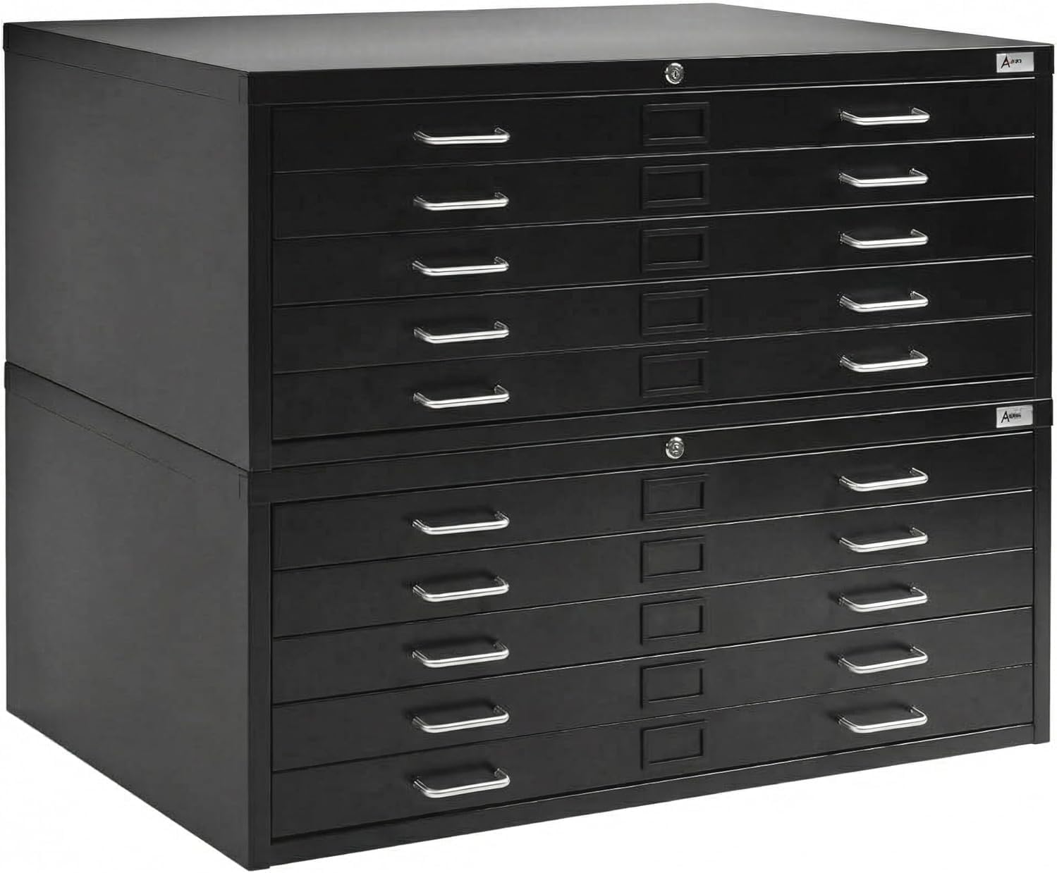 AdirOffice Flat File Cabinet - Heavy Duty 10-Drawer Blueprint Sheets Storage, 35" x 46" Great for Documents Sized 30” x 42”, Ideal for Artists, Art Files, Engineers, Architects, Offices - Black