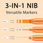 BIGTHUMB 3 Pcs Orange Jumbo Permanent Markers: 15mm Wide Tip Thick Acrylic - Image 2
