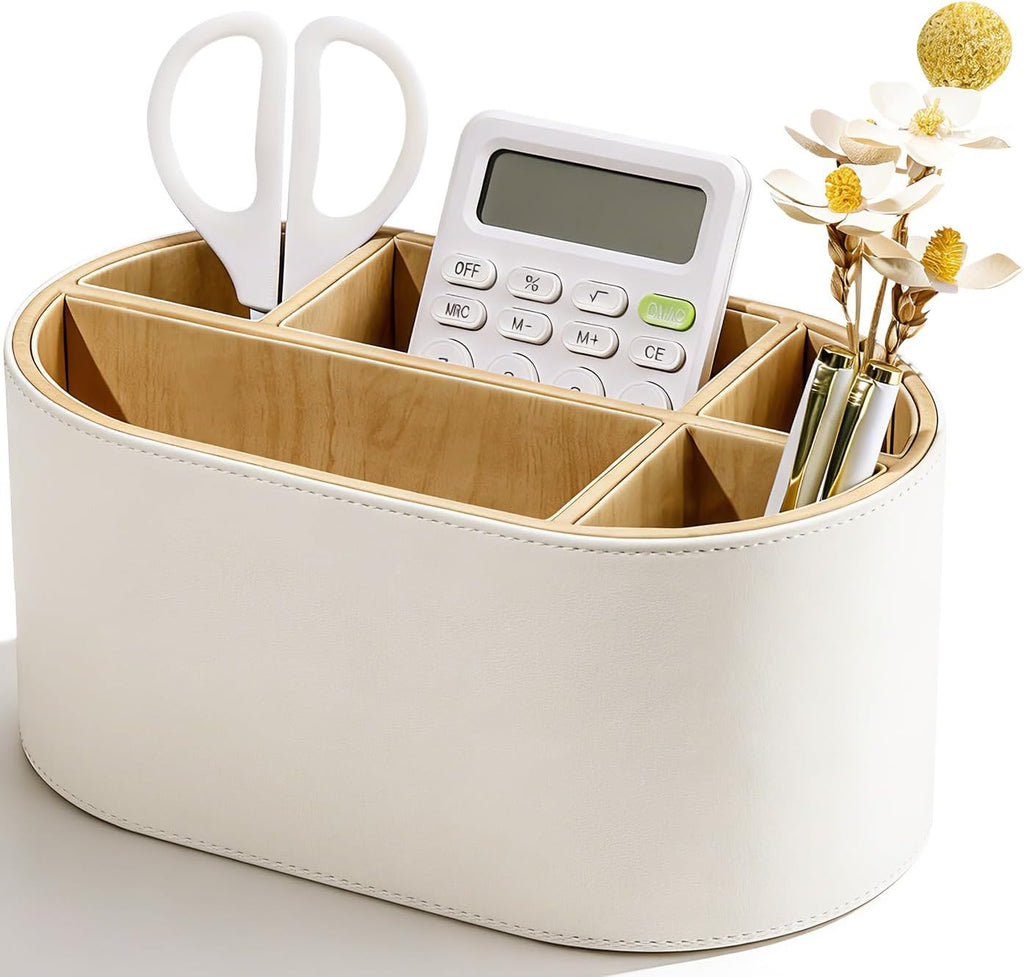 kingfom pu leather desk organizer with multi compartments, main product view