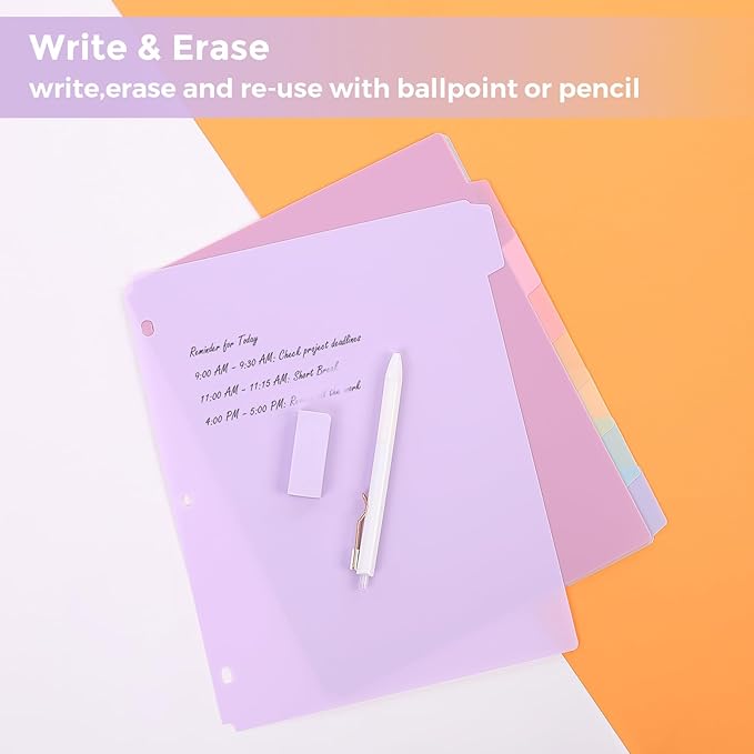 SKYDUE Durable Plastic 8-Tab Dividers, Big Tab Dividers - Image 7