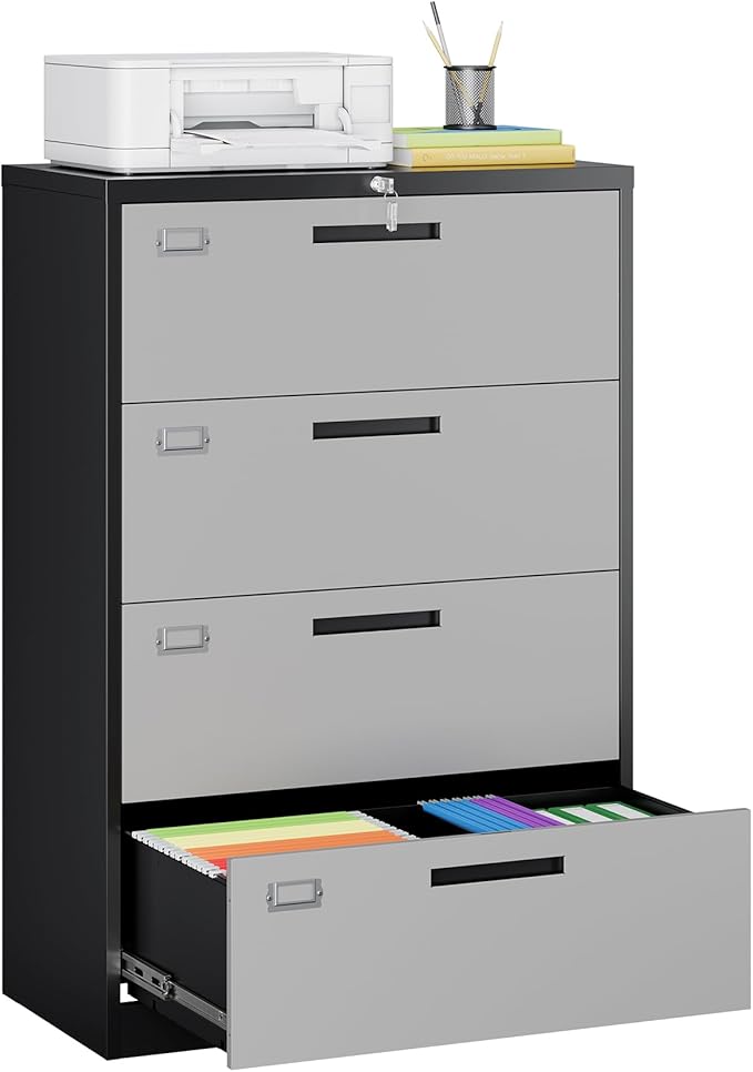 MIIIKO 4 Drawer Lateral Filing Cabinet by MIIIKOOfficeFurniture